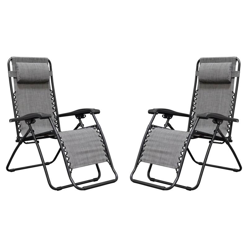 Caravan Canopy Infinity Zero Gravity Steel Frame Patio Deck Chair, Grey (Pair) - 22