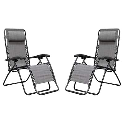 Caravan Canopy Infinity Zero Gravity Steel Frame Patio Deck Chair, Grey (Pair) - 22