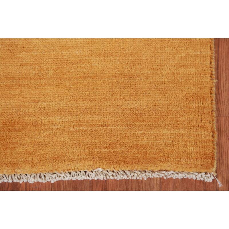 Yellow Rust Gabbeh Modern Rug Handmade Wool Carpet - 2'9" x 3'10"