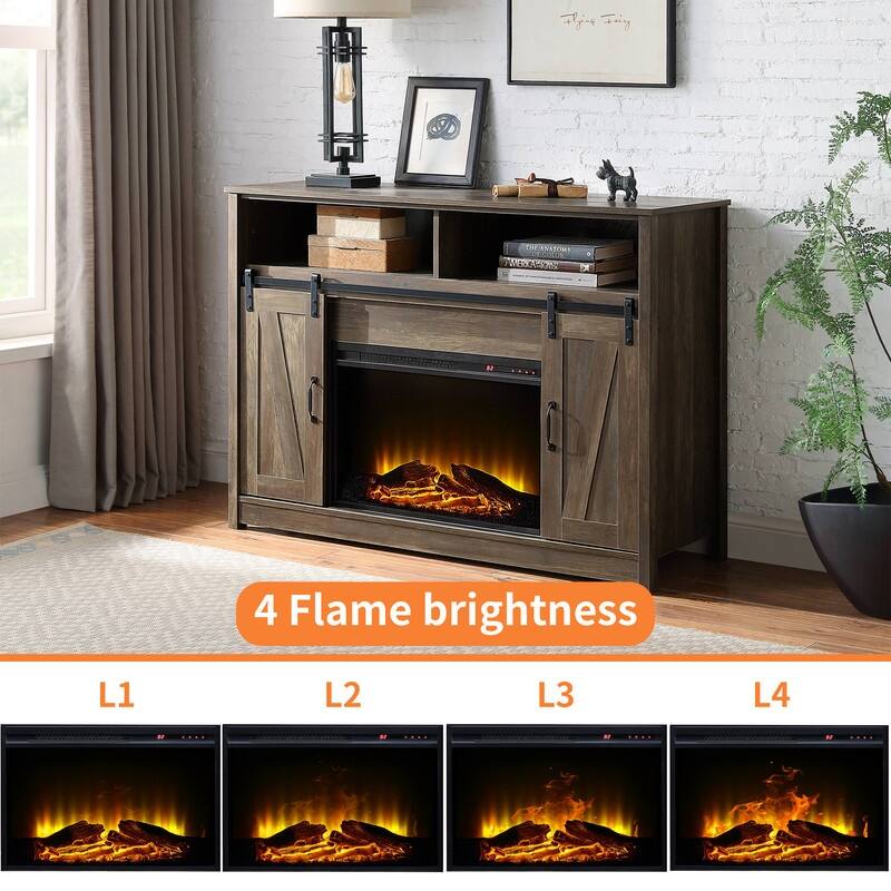 58-60" Fireplace TV Stand for 55-65" TVs w/ 18-23" Insert Farmhouse/Modern/Rustic Barn/Glass Doors Espresso/Grey/Brown/White Oak