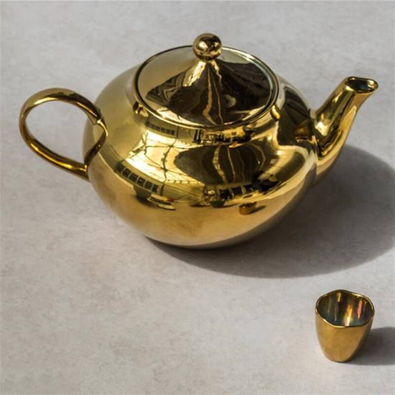 Good Morning Tea Pot - Gold