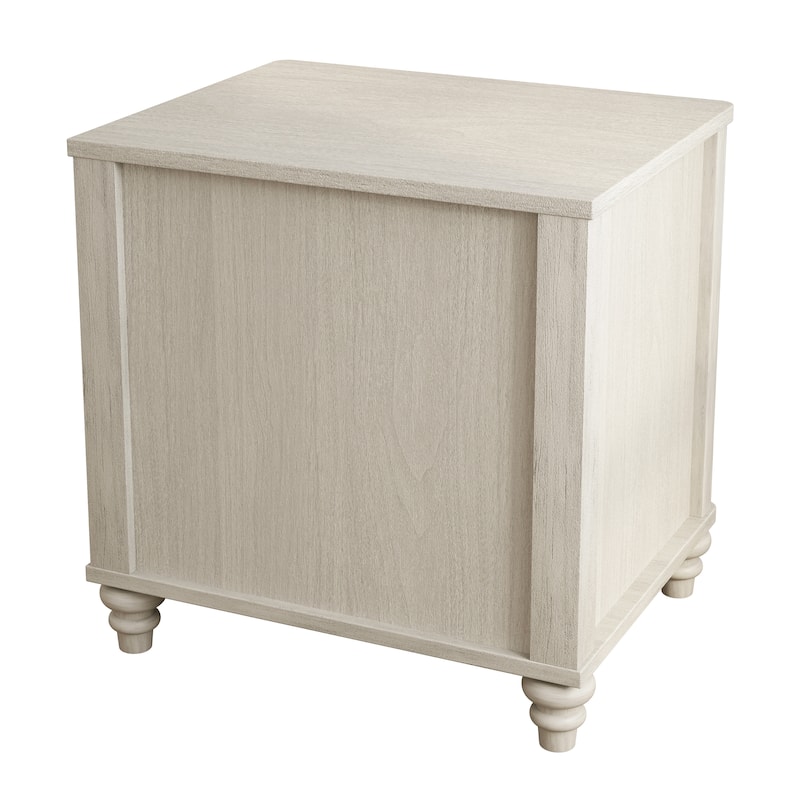 GDFStudio Mid-Century Fluted 3-Drawer Wooden Nightstand with Metal Handles
