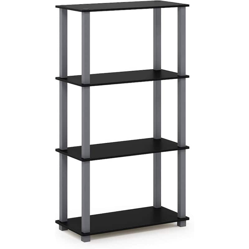 4 Tiers Wood Household Shelving Unit in Black/Grey (23.58 in. W x 43.27 in. H x 11.61 in. D) - 23.58