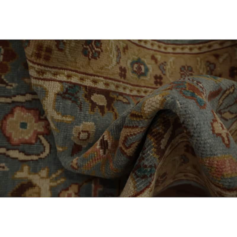 Hand Knotted Oriental 100% Wool Carpet Traditional Floral Navy Blue & Blues Ziegler Area Rug - 4' 0'' X 2' 0''