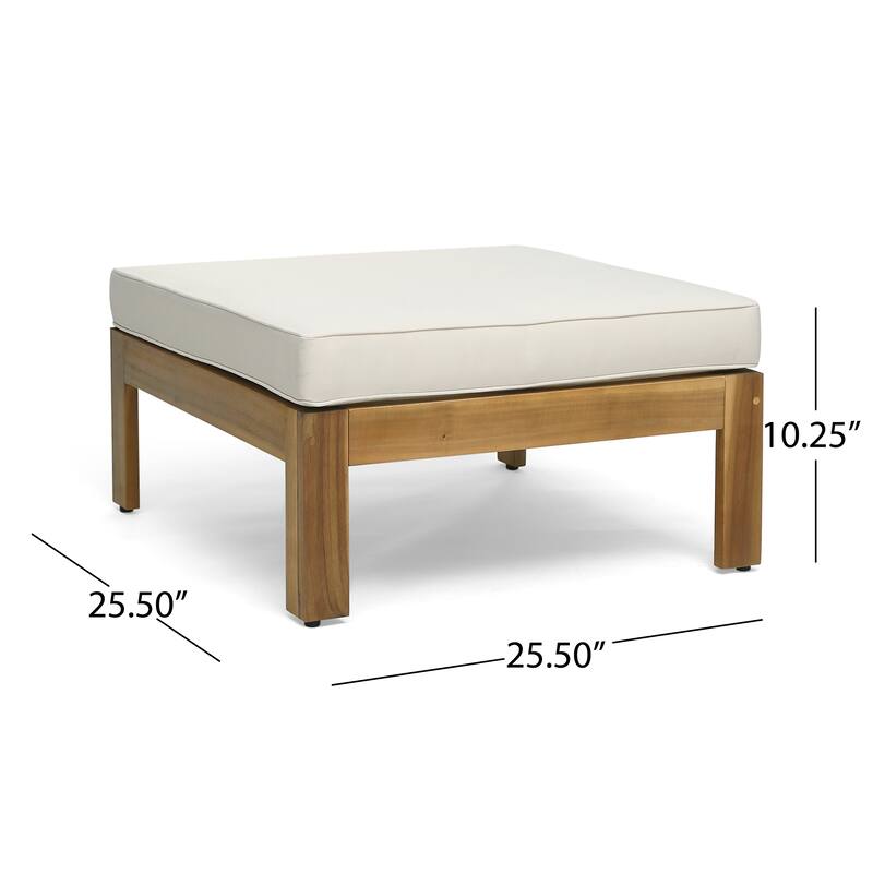3 Piece Outdoor L-Shape Sofa Set, All-Weather Acacia Wood Conversation Furniture Set with Ottoman and Coffee Table