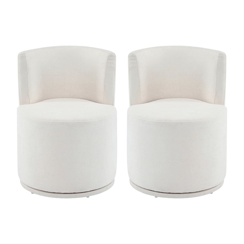 Roomfitters Modern Swivel Upholstered Side Chair for Vanity or Living Room, Beige Fabric