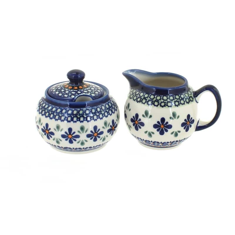 Blue Rose Polish Pottery 694-711 Zaklady Cream & Sugar Set
