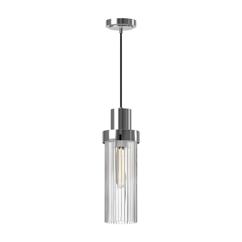 Alora Lighting PD435605CR Kent 5" Wide Mini Pendant with Clear Ribbed - Chrome