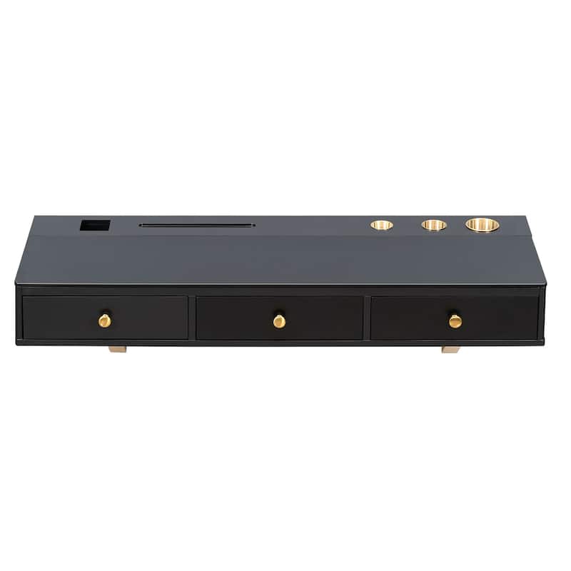 Roomfitters 47" Floating Shelf with Drawer, Multi-Purpose Wall-Mounted Vanity Table, Mounted Desk, Floating Table, Black + Gold