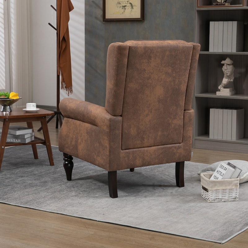 Coffee 29.33" High Back Upholstered Arm Chair with Nailheads
