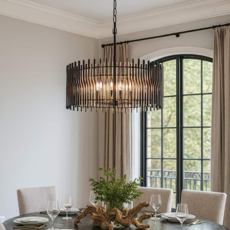 Varaluz Park Row Pendant - Matte Black/French Gold - 24"W x 11.75"H