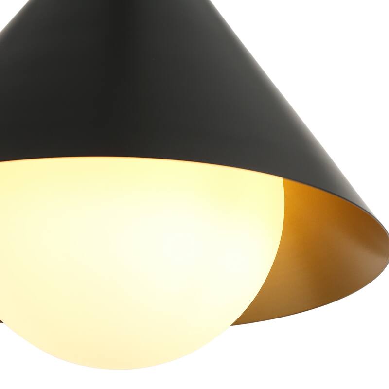 Modern 1-Light Black Gold Cone Pendant Light for Kitchen Island Dining Room - D 11.8'' x H 72.8" Max