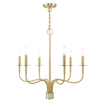 Livex Lighting 6-light Satin Brass Mini Chandelier, 51326-12 - 26"Dia. x 25"H