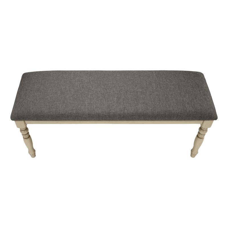 Bench, 42" Rectangular, Wood, Upholstered, Dining Room, Kitchen, Entryway, Brown And Beige, Transitional