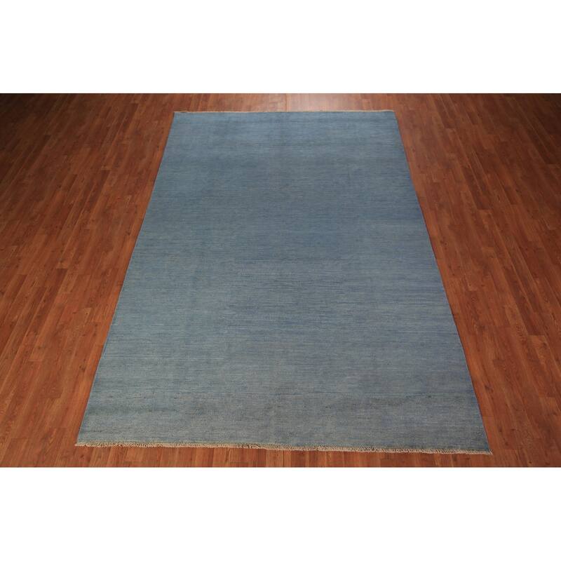 Blue Modern Gabbeh Oriental Area Rug Hand-Knotted Wool Carpet - 6'6" x 9'6"