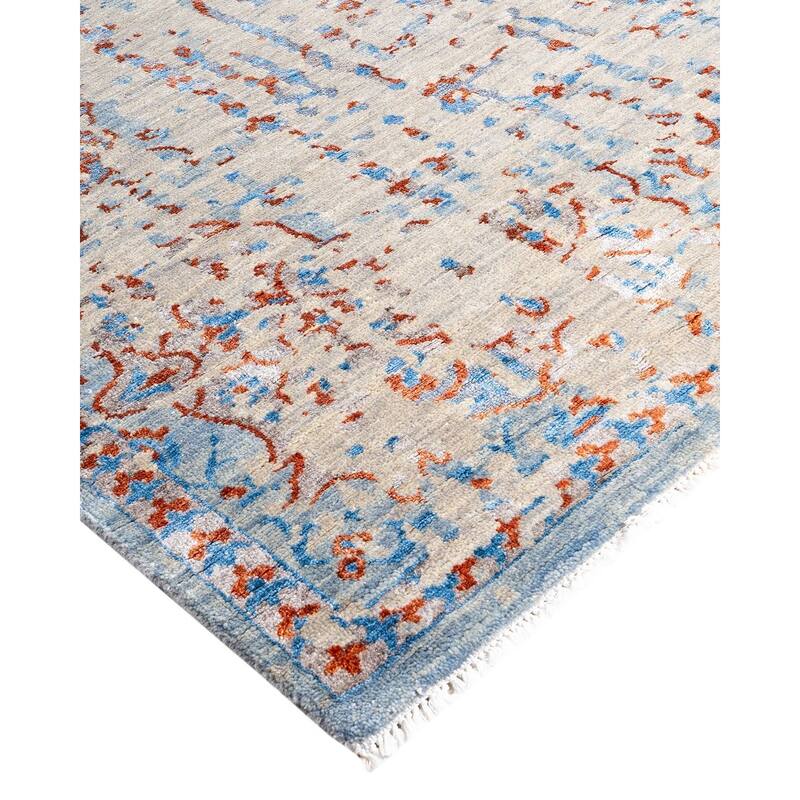 Ikat One-of-a-Kind Hand-Knotted Area Rug, Blue - 8' 1" x 9' 9"