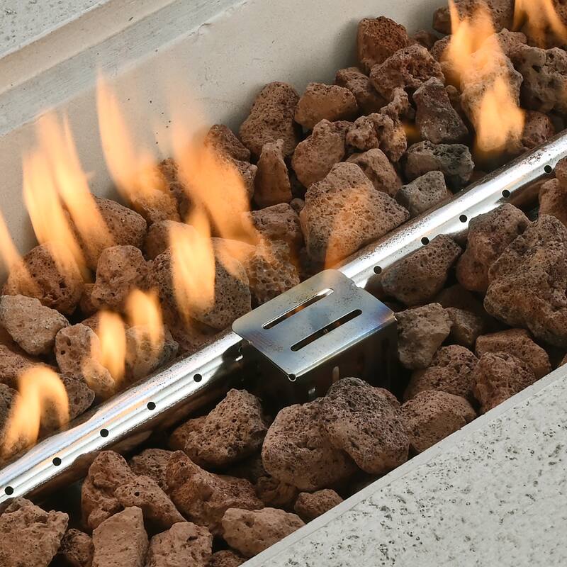 41.9" Outdoor Rectangular Propane Fire Pit 40000 BTU, Heater with Stainless Steel Burner and Free Lava Rocks, Waterproof Cover