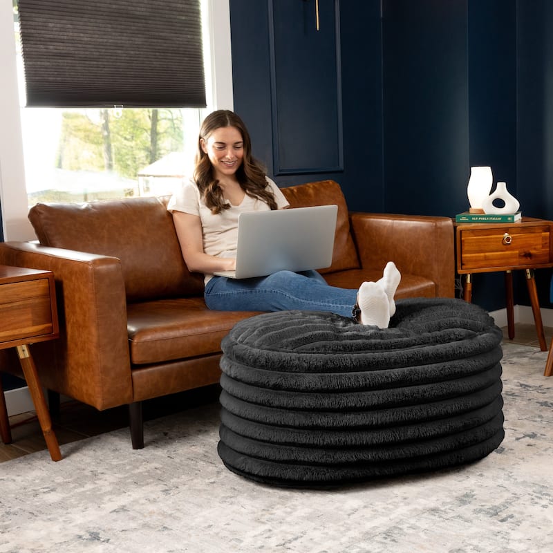 Jaxx Paran Pouf - Fluffy Faux Fur Ottoman for Modern Interior Design
