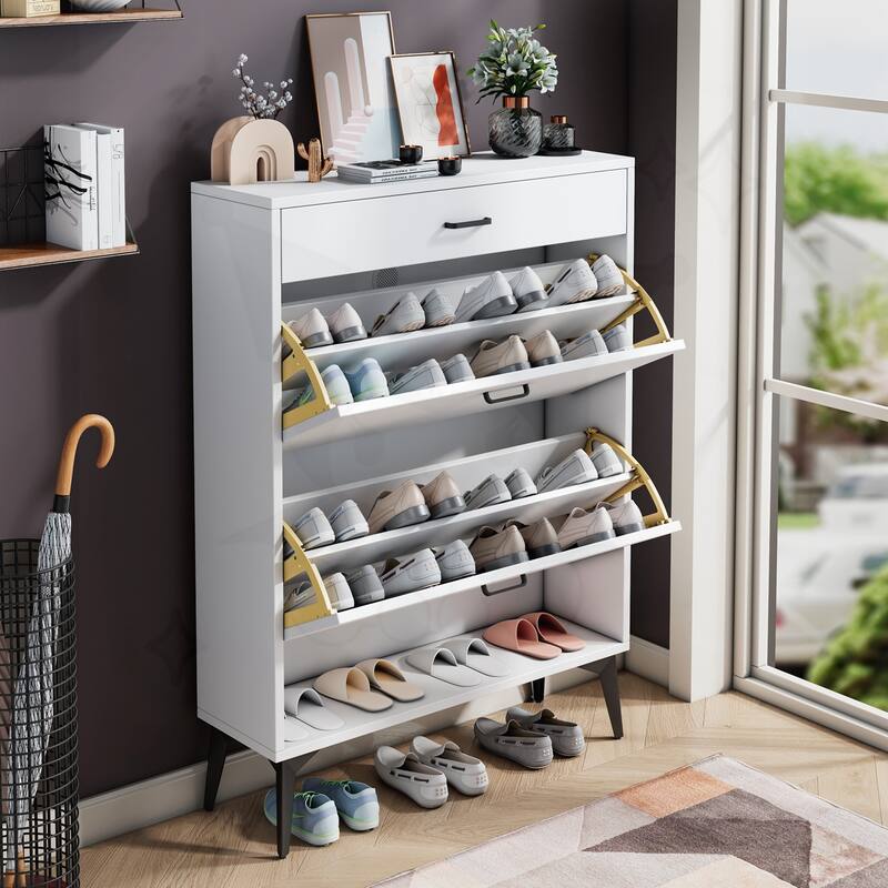 Shoe Cabinet , Shoe storage shelves - White