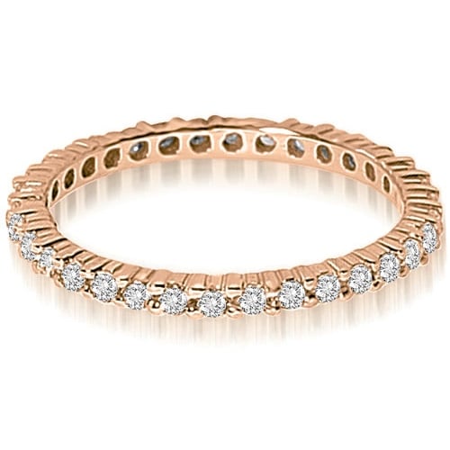 0.60 cttw. 14K Rose Gold Round Shared Prong Diamond Eternity Ring,HI,SI1-2