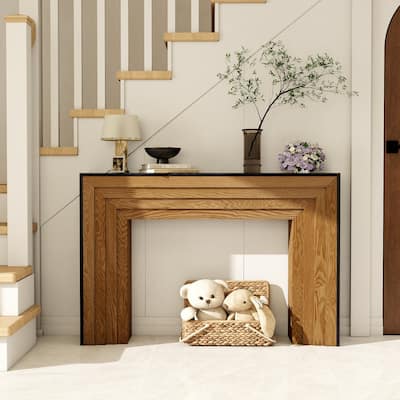 Two-Tone Wood Console Table, 47 Inch Modern Entryway Console Table, Rustic Hallway Accent Table for Living Room, Entrance