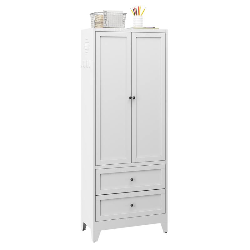 72 Inch Pantry Cabinet with 2 Drawers, Freestanding Kitchen Storage Cabinet with Adjustable Shelves, Heavy-Duty Organizer