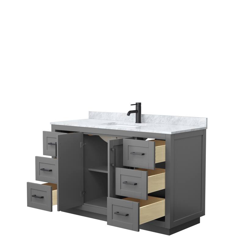Miranda Single Vanity Set, White Carrara Marble Top, No Mirror
