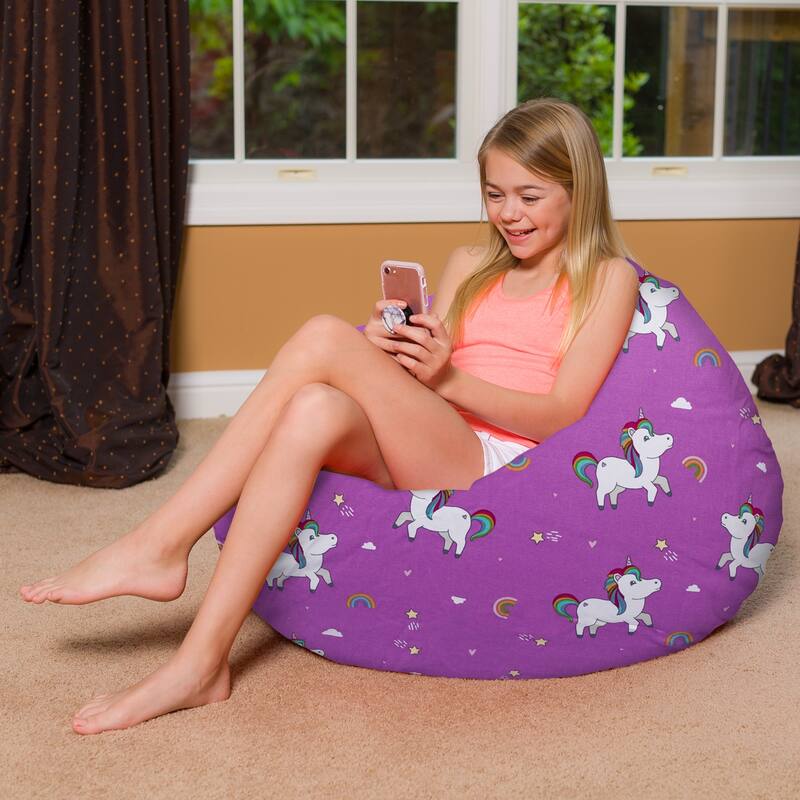 Kids Bean Bag Chair, Big Comfy Chair - Machine Washable Cover