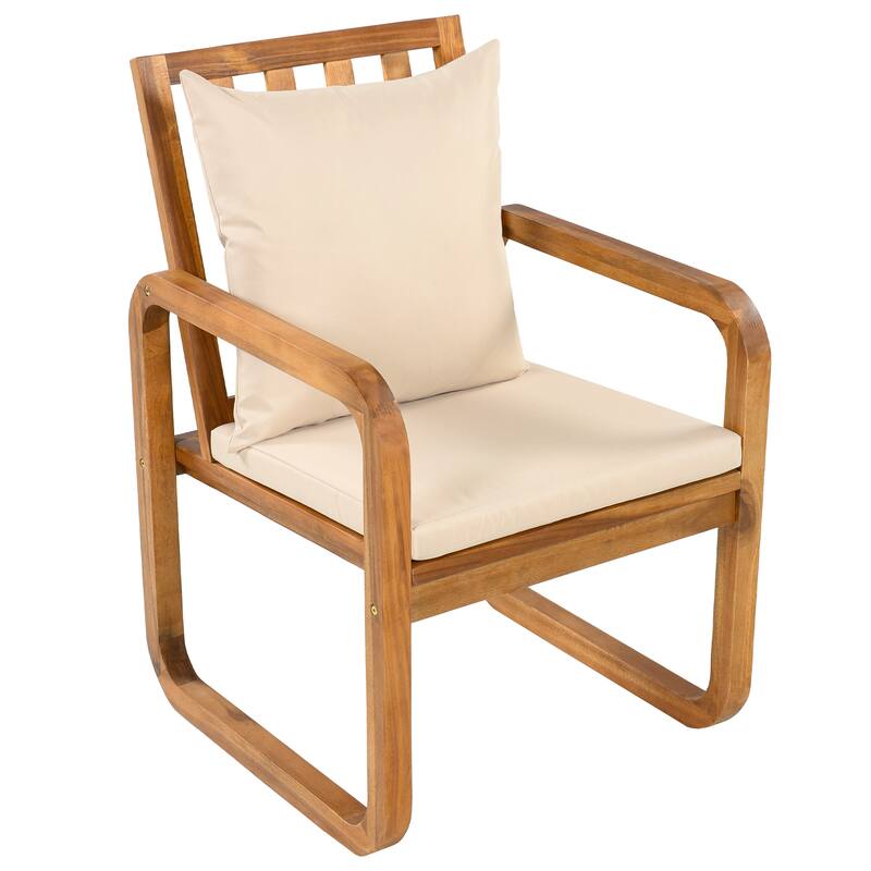 7-Piece Acacia Wood Outdoor Dining Set with Water-Resistant Cushions by Leisure Zone