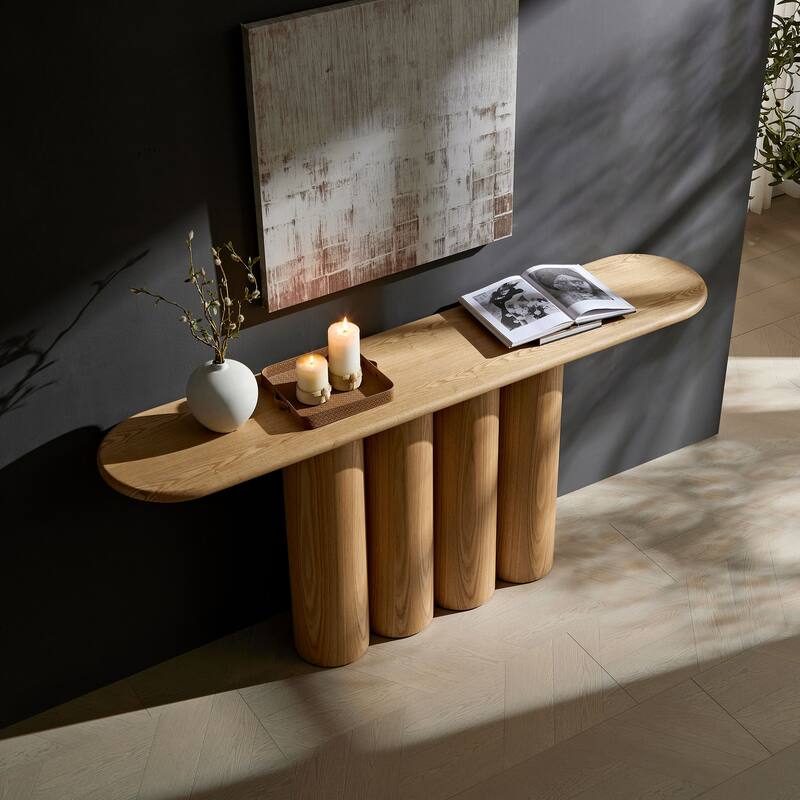 66.93" Modern Console Table for Entryway with Unique cylinders Legs Design for Living Room Hallway Foyer Entrance Study
