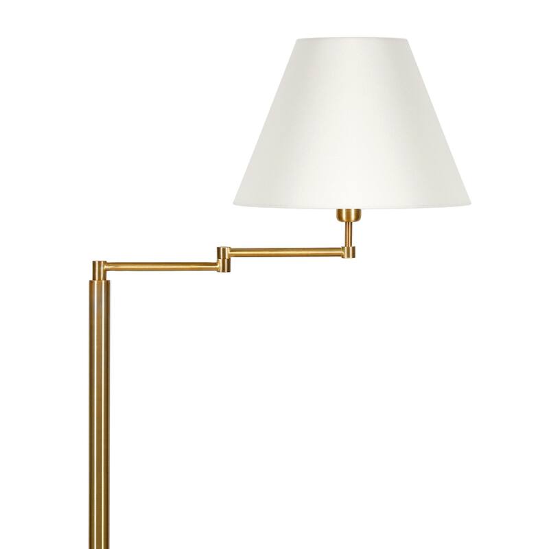 62" Modern Swing Arm Floor Lamp with Linen Shade and Rotary Switch Metal Base for Living Room - 62”H x 26”W x 16”D