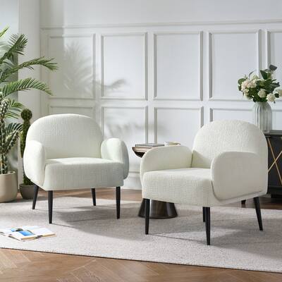 Abe Modern Boucle Accent Chair with Adjustable Metal Legs Set of 2 by HULALA HOME