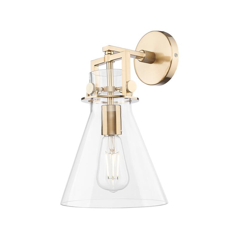 Innovations Lighting 411-1W-14-8 Newton Cone Sconce Newton Cone 1 - Champagne Bronze / Clear