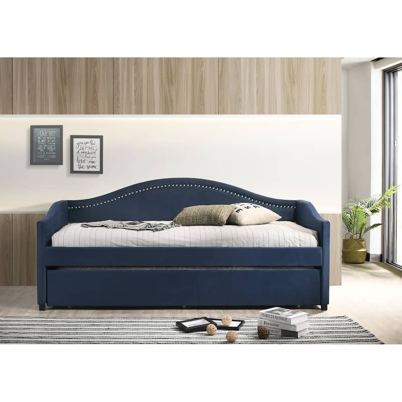 Clanton Upholstered Daybed with Trundle - Blue
