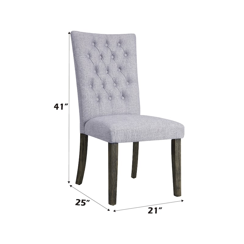 Merel Gray Linen & Gray Oak Finish Side Chair (Set of 2)