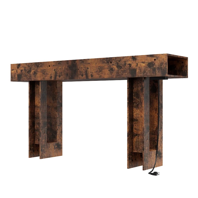 Anmytek Farmhouse Console Table,Wooden Rectangular Sofa Table Behind Couch for Entrance