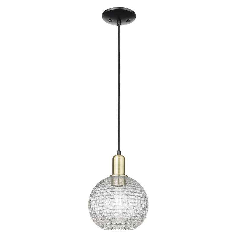 Innovations Lighting Endless Possibilities Arcadia - Athens - 1 Light 8" Basketweave Cord Hung Mini Pendant - Black Antique Brass