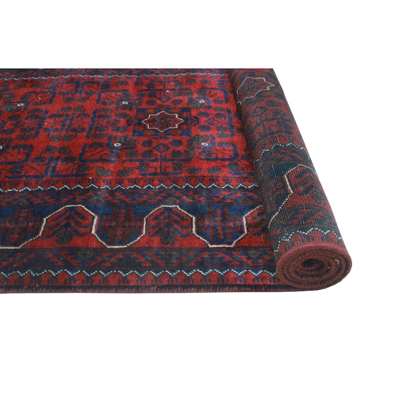 Khamyab Nawar Burgundy/Navy Runner - 2'9" x 12'8"