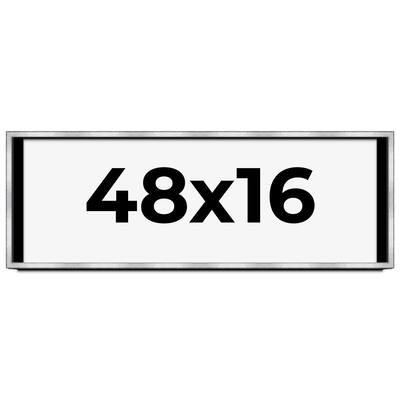 48x16 Shadow Box Frame Silver | 1.375 Inches Deep Real Wood