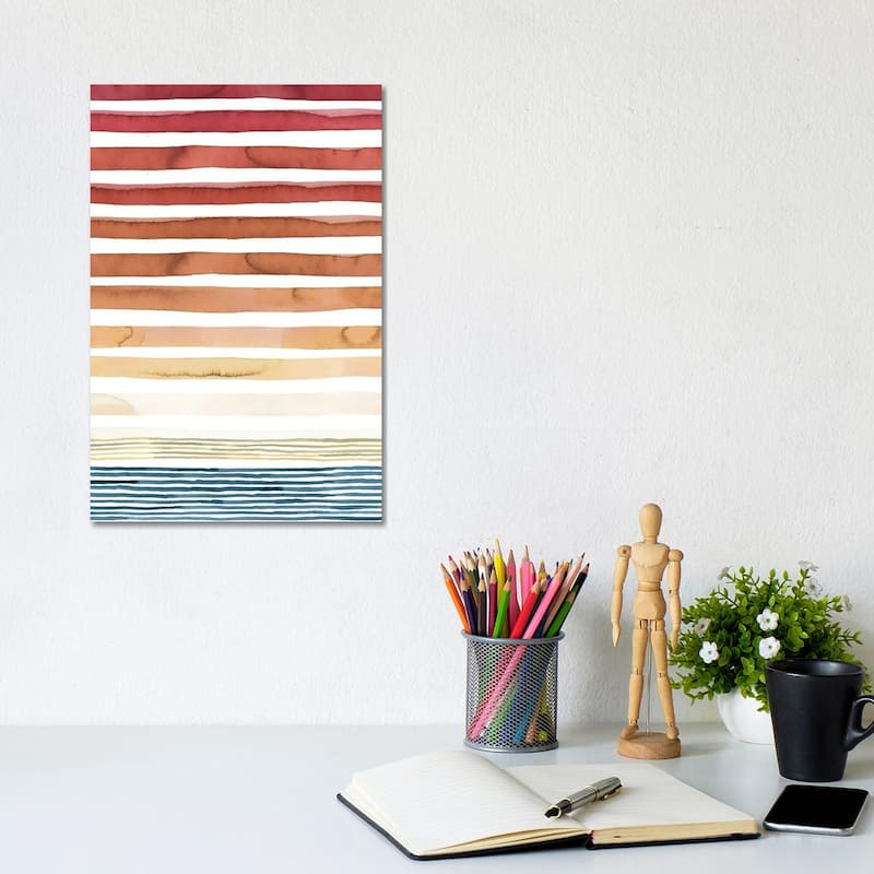 iCanvas "Summer Sunset Watercolor Stripes" by Ninola Design Canvas Print - 12x8x0.75