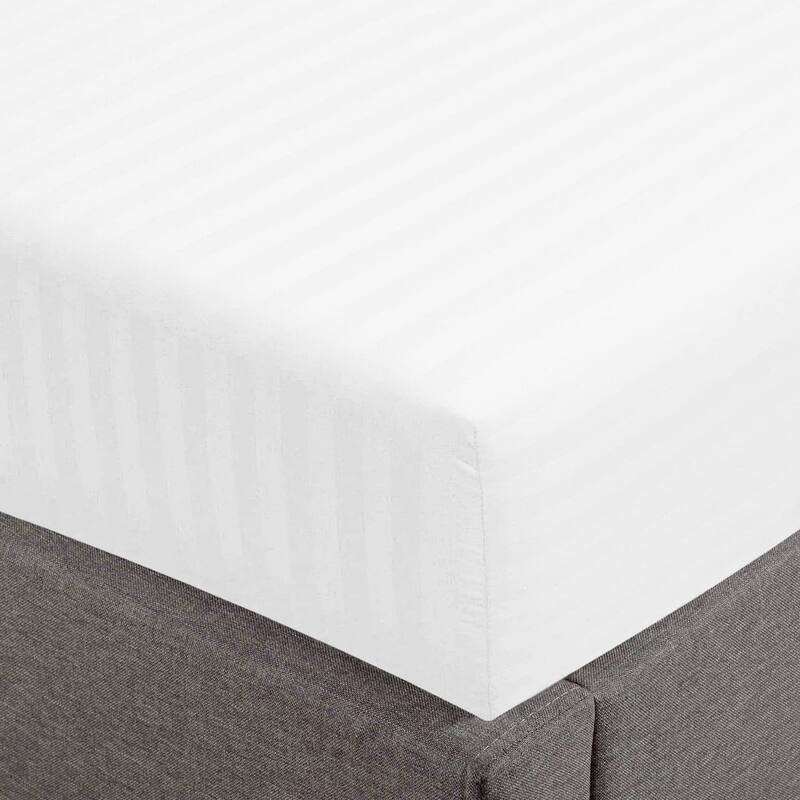 Feather & Stitch 500 Thread Count Damask Stripe ONLY Fitted Sheet - Full - White