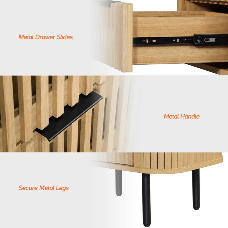 WAMPAT Fluted 2-Drawer Nightstand