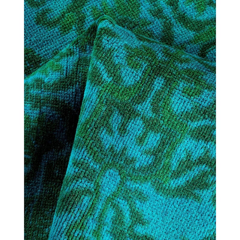 Overton Hand Knotted Wool Vintage Inspired Modern Contemporary Overdyed Blue Area Rug - 4' 1" x 6' 2"