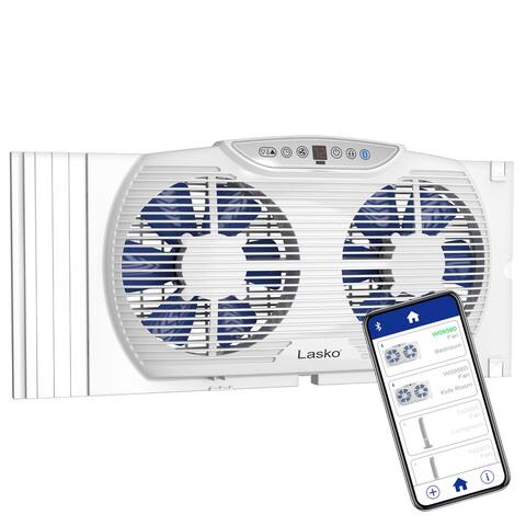 Electrically Reversible Twin Window Fan with Bluetooth® Technology, W09560, White