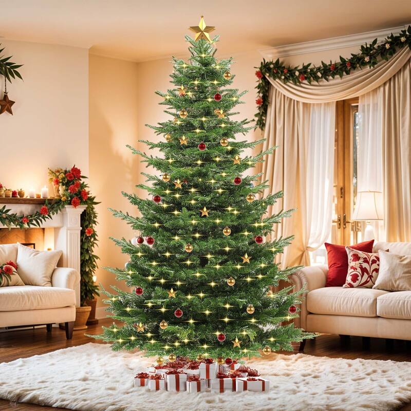 Moasis 6.5/7 ft Pre-Lit Artificial Aspen Fir Artificial Christmas Tree with 500 Multi-Mode Lights