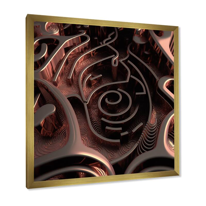 Designart "Futuristic Labyrinth Purple Maze Matrix" Modern Geometric Framed Wall Art Living Room