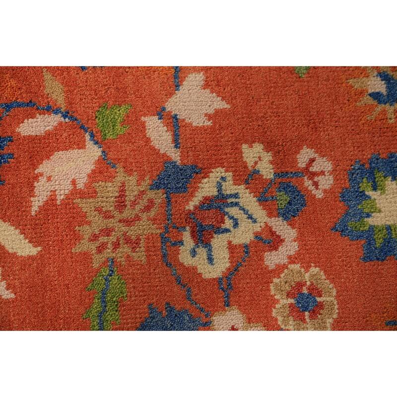 Floral Heriz Serapi Indian Area Rug Hand-Knotted Wool Carpet - 7'11"x 9'11"