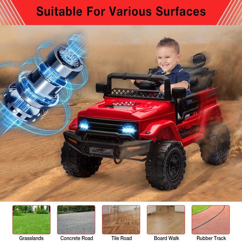 Kids Ride On Truck Car w/Parent Remote Control, 12V Power Wheel Electric Car for Kids