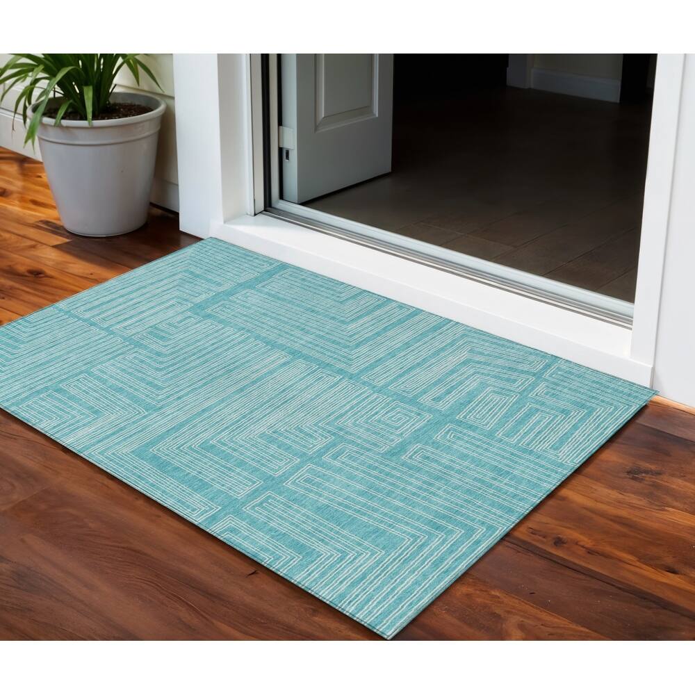 HomeRoots Geometric Transitional Rectangle Outdoor Rug