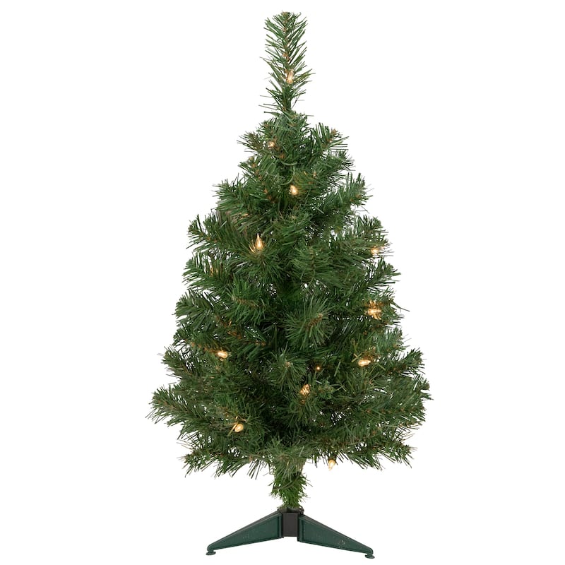 Pre-Lit Medium Oakridge Noble Fir Artificial Christmas Tree - 2' - Clear Lights - 2 Foot